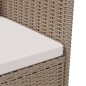 vidaXL Set de comedor de jardín 3 pzas y cojines ratán sintético beige