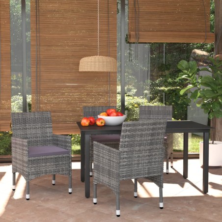vidaXL Juego muebles jardín 5 pzas con cojines ratán sintético gris