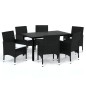 vidaXL Set de comedor de jardín 7 pzas y cojines ratán sintético negro vidaXL Set de comedor de jardín 7 pzas y cojines ratán sintético negro