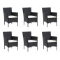 vidaXL Set de comedor de jardín 7 pzas y cojines ratán sintético negro vidaXL Set de comedor de jardín 7 pzas y cojines ratán sintético negro