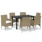 vidaXL Set comedor de jardín 7 pzas con cojines ratán sintético beige vidaXL Set comedor de jardín 7 pzas con cojines ratán sintético beige