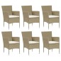 vidaXL Set comedor de jardín 7 pzas con cojines ratán sintético beige vidaXL Set comedor de jardín 7 pzas con cojines ratán sintético beige