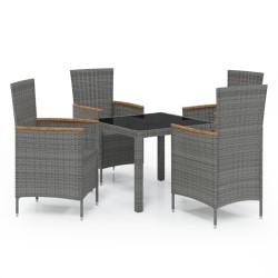 vidaXL Set de comedor de jardín 5 pzas y cojines ratán sintético gris