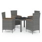 vidaXL Set de comedor de jardín 5 pzas y cojines ratán sintético gris vidaXL Set de comedor de jardín 5 pzas y cojines ratán sintético gris