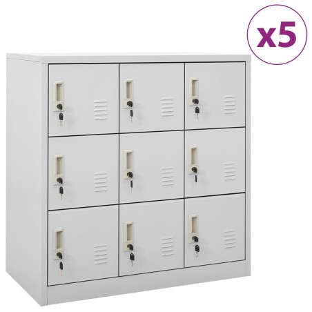 vidaXL Armarios taquilla 5 uds de acero gris claro 90x45x92,5 cm