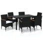 vidaXL Set de comedor de jardín 7 pzas y cojines ratán sintético negro vidaXL Set de comedor de jardín 7 pzas y cojines ratán sintético negro
