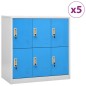 vidaXL Armarios taquilla 5 uds acero gris claro y azul 90x45x92,5 cm vidaXL Armarios taquilla 5 uds acero gris claro y azul 90x45x92,5 cm