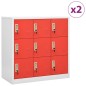 vidaXL Armarios taquilla 2 uds de acero gris y rojo 90x45x92,5 cm vidaXL Armarios taquilla 2 uds de acero gris y rojo 90x45x92,5 cm