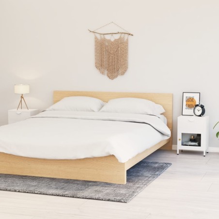 vidaXL Mesitas de noche 2 uds acero y cristal blanco 40x30x54,5 cm 