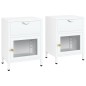 vidaXL Mesitas de noche 2 uds acero y cristal blanco 40x30x54,5 cm 