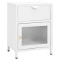 vidaXL Mesitas de noche 2 uds acero y cristal blanco 40x30x54,5 cm 