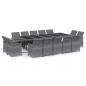 vidaXL Set comedor jardín 15 pzas y cojines ratán sintético gris vidaXL Set comedor jardín 15 pzas y cojines ratán sintético gris