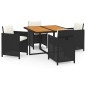 vidaXL Juego comedor jardín 5 pzas con cojines ratán sintético negro vidaXL Juego comedor jardín 5 pzas con cojines ratán sintético negro