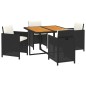 vidaXL Juego comedor jardín 5 pzas con cojines ratán sintético negro vidaXL Juego comedor jardín 5 pzas con cojines ratán sintético negro