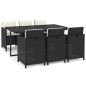 vidaXL Set de comedor de jardín 7 pzas y cojines ratán sintético negro vidaXL Set de comedor de jardín 7 pzas y cojines ratán sintético negro