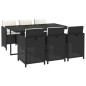 vidaXL Set de comedor de jardín 7 pzas y cojines ratán sintético negro vidaXL Set de comedor de jardín 7 pzas y cojines ratán sintético negro