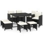 vidaXL Set de comedor de jardín 9 pzas y cojines ratán sintético negro vidaXL Set de comedor de jardín 9 pzas y cojines ratán sintético negro