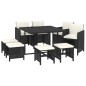 vidaXL Set de comedor de jardín 9 pzas y cojines ratán sintético negro vidaXL Set de comedor de jardín 9 pzas y cojines ratán sintético negro