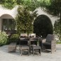 vidaXL Set comedor jardín 9 pzas y cojines ratán sintético gris vidaXL Set comedor jardín 9 pzas y cojines ratán sintético gris