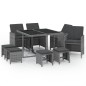 vidaXL Set comedor jardín 9 pzas y cojines ratán sintético gris vidaXL Set comedor jardín 9 pzas y cojines ratán sintético gris