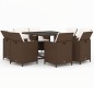 vidaXL Set de comedor jardín 9 pzas y cojines ratán sintético marrón vidaXL Set de comedor jardín 9 pzas y cojines ratán sintético marrón