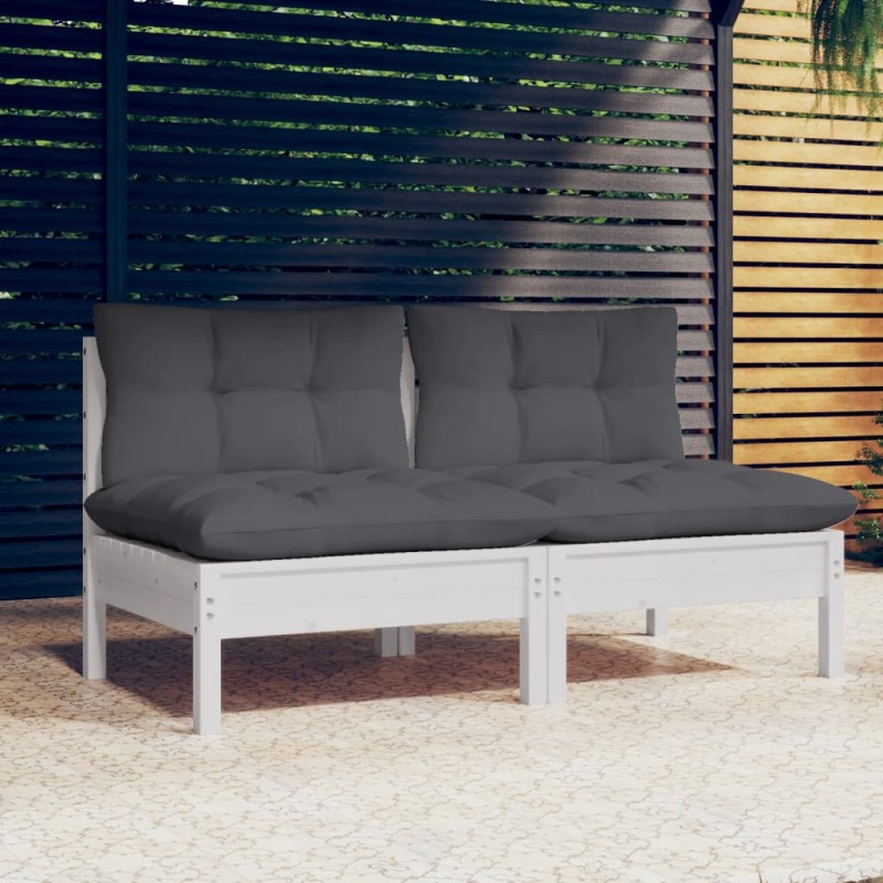 vidaXL Sofá de jardín 2 plazas con cojines madera pino gris antracita vidaXL Sofá de jardín 2 plazas con cojines madera pino gris antracita