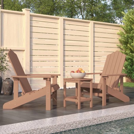 vidaXL Sillas de jardín Adirondack con mesa HDPE marrón
