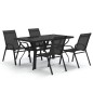 vidaXL Juego de comedor para jardín 5 piezas negro
