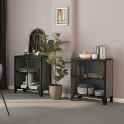 vidaXL Armarios de almacenaje 2 uds metal y MDF gris