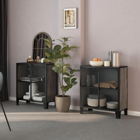 vidaXL Armarios de almacenaje 2 uds metal y MDF gris