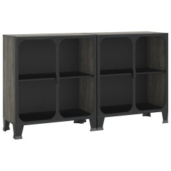 vidaXL Armarios de almacenaje 2 uds metal y MDF gris