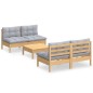 vidaXL Juego de muebles de jardín 5 pzas y cojines madera pino gris vidaXL Juego de muebles de jardín 5 pzas y cojines madera pino gris