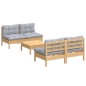 vidaXL Juego de muebles de jardín 5 pzas y cojines madera pino gris vidaXL Juego de muebles de jardín 5 pzas y cojines madera pino gris