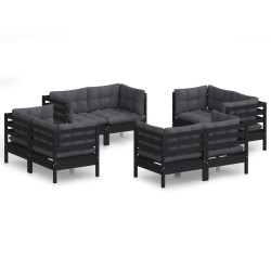 vidaXL Muebles de jardín 8 pzas con cojines antracita madera de pino