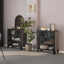 vidaXL Armarios de almacenaje 2 uds metal y MDF gris