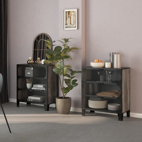 vidaXL Armarios de almacenaje 2 uds metal y MDF gris