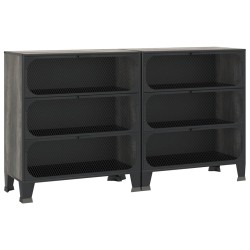 vidaXL Armarios de almacenaje 2 uds metal y MDF gris