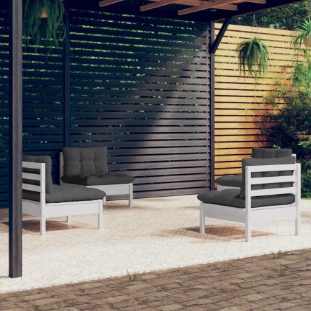 vidaXL Muebles de jardín 4 pzas con cojines antracita madera de pino