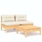 vidaXL Muebles de jardín 3 piezas cojines madera de pino crema
