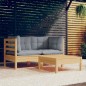 vidaXL Juego de muebles de jardín 3 pzas y cojines madera de pino vidaXL Juego de muebles de jardín 3 pzas y cojines madera de pino