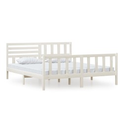 vidaXL Estructura de cama madera maciza blanca 180x200 cm