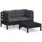 vidaXL Muebles de jardín 3 pzas y cojines madera pino gris antracita vidaXL Muebles de jardín 3 pzas y cojines madera pino gris antracita