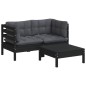 vidaXL Muebles de jardín 3 pzas y cojines madera pino gris antracita vidaXL Muebles de jardín 3 pzas y cojines madera pino gris antracita