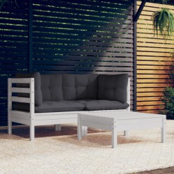 vidaXL Muebles de jardín 3 pzas con cojines antracita madera de pino