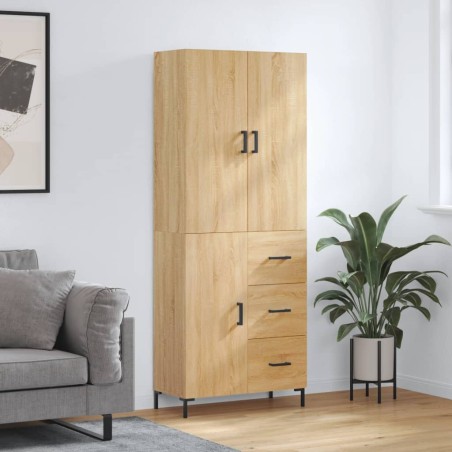 vidaXL Aparador alto madera contrachapada color roble 69,5x34x180 cm