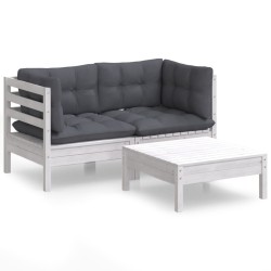 vidaXL Muebles de jardín 3 pzas con cojines antracita madera de pino