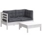 vidaXL Muebles de jardín 3 pzas con cojines antracita madera de pino
