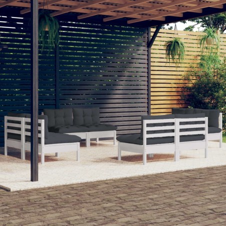 vidaXL Muebles de jardín 8 piezas con cojines antracita madera pino
