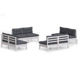 vidaXL Muebles de jardín 8 piezas con cojines antracita madera pino