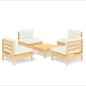 vidaXL Muebles de jardín 5 piezas cojines madera de pino crema